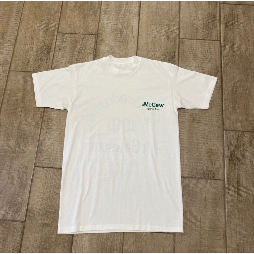 VTG McGaw Puerto Rico Tee S/M White Single Stitch TQMS Graduates 1991 T-Shirt